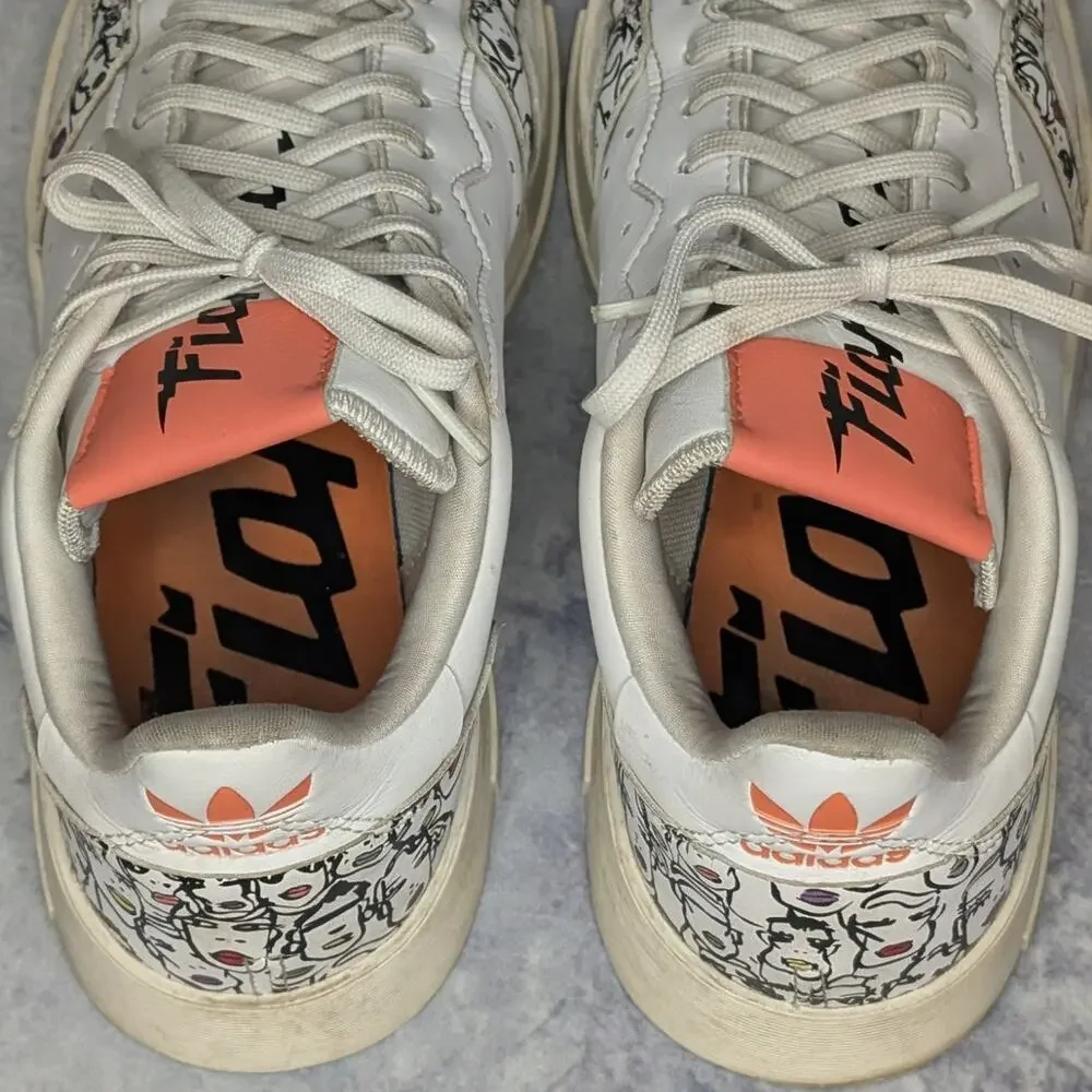 Adidas × Fiorucci Supercourt Lipstick Leather Sneakers in White, Women's Size 8